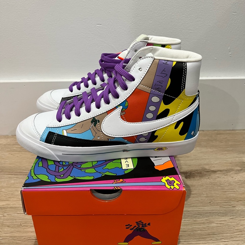 Size 8.5 - Nike Blazer Mid 77 Flyleather x Ruohan Wang Multicolor 2020